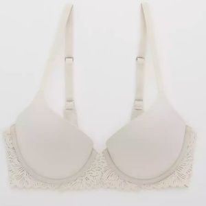 NWT Aerie Real Sunnie Demi Push Up Blossom Lace Trim Bra